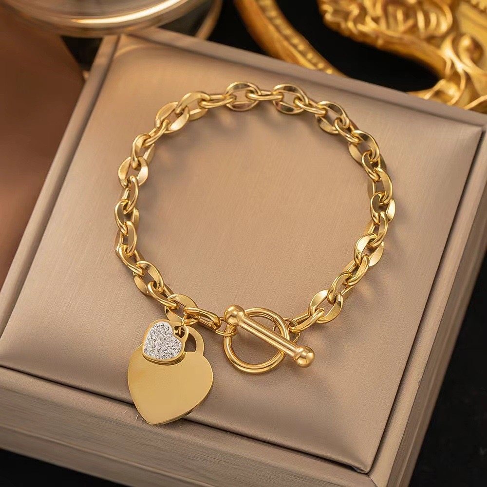 Bracelet Cœur grosse chaîne à graver