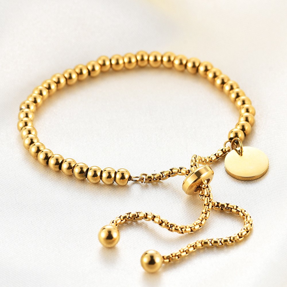 Bracelet perles à pastille gravée