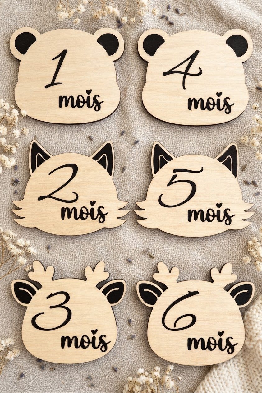 Cartes étapes bébé — têtes d'animaux