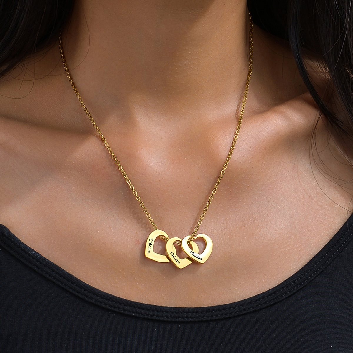 Collier 3 Cœurs entrelacés à graver