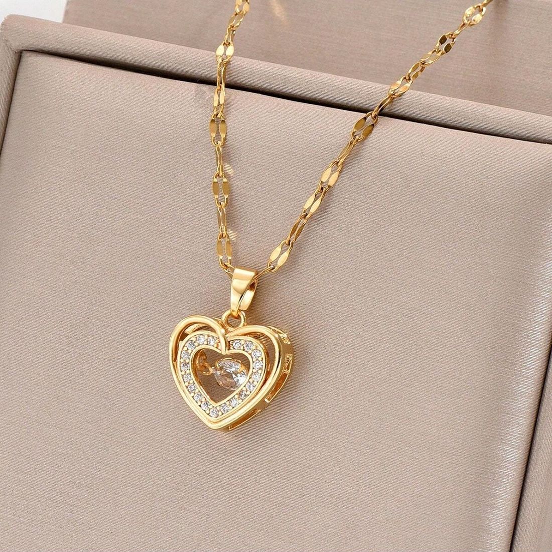 Collier Cœur scintillant doré — visuel 1
