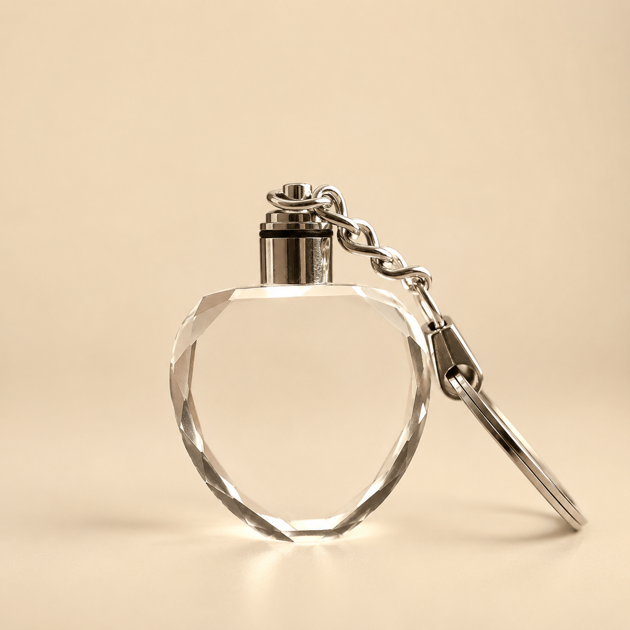 Porte-clés Cristal LED Cœur — Gravure 3D