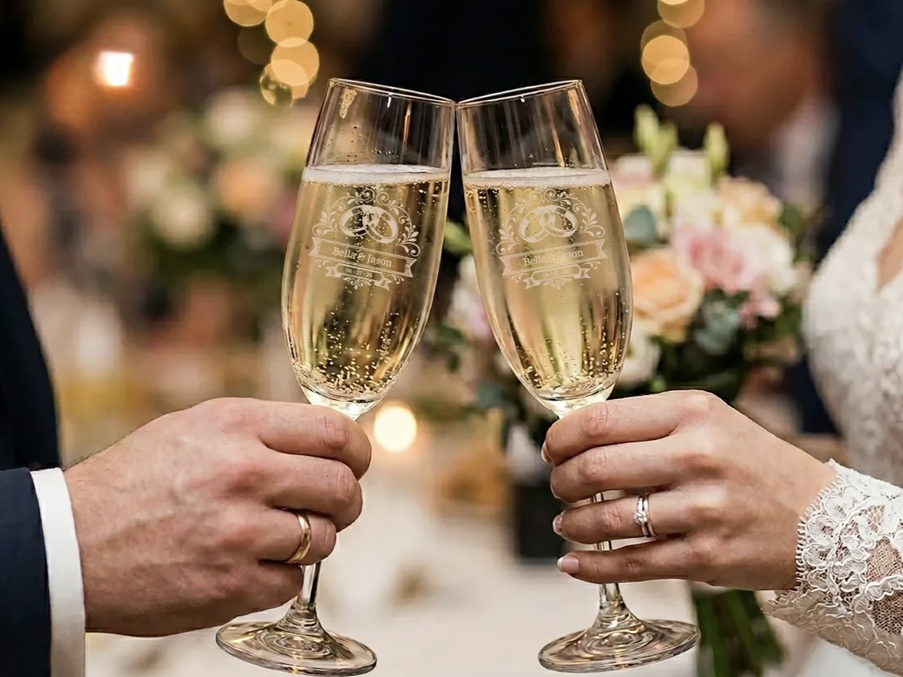 Flûte à champagne gravée