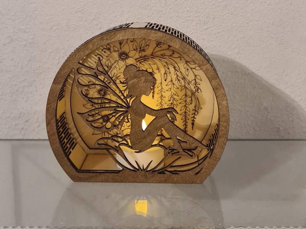 Photophore fée en bois