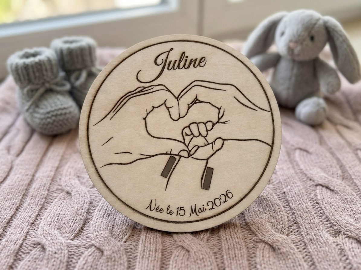 Plaque de naissance cœur — porte-bracelet