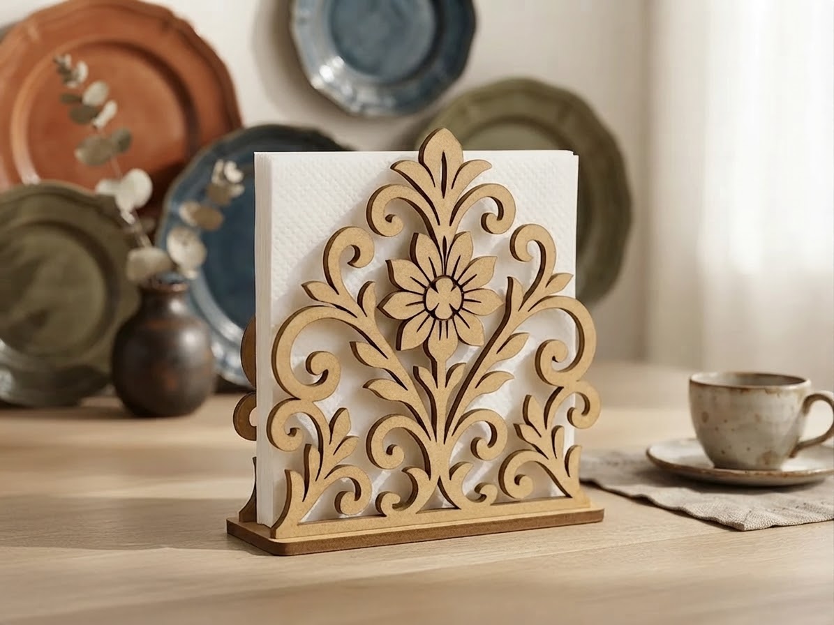 Porte-serviettes en bois — fleur